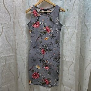 Guilty Floral Striped Bodycon Dress Women P/S Black White Red Excellent Cutout